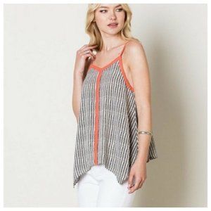 THML Women Small Tan Orange Handkerchief Hem Flowi